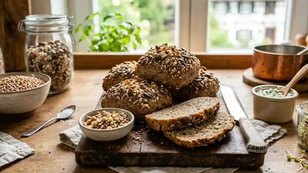 Saftige Dinkel-Nuss-Brötchen