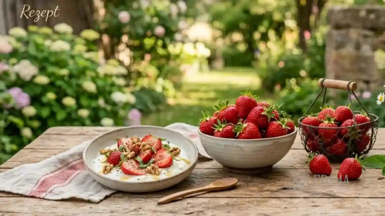 Erdbeer-Basilikum-Bowl mit Walnüssen