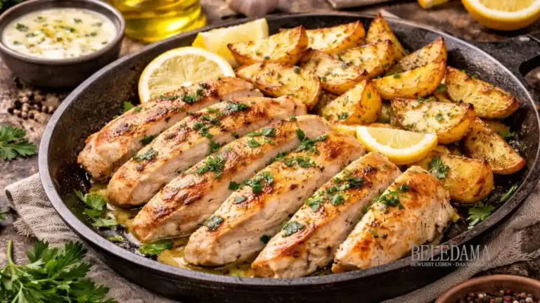 Zitronen-Hähnchen mit Ofenkartoffeln