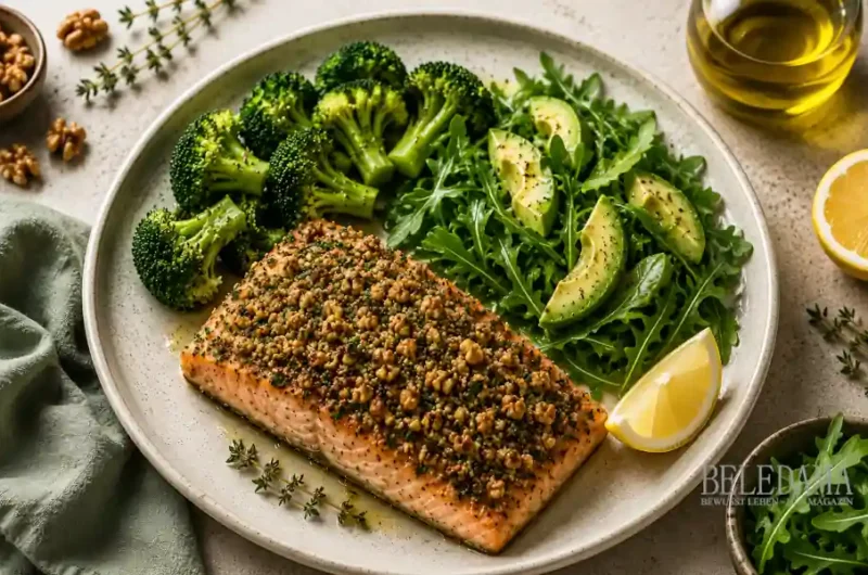 Rezept Lachs mit Walnuss-Kräuterkruste - Omega-3 Performance Teller
