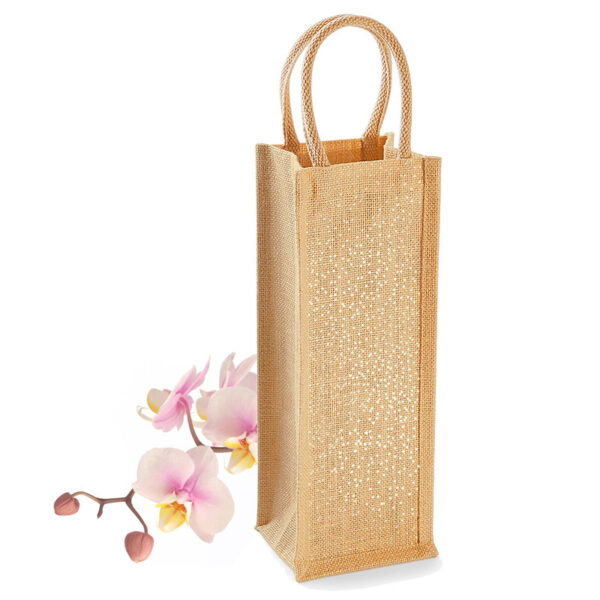 Shimmer Jute Bottle Bag